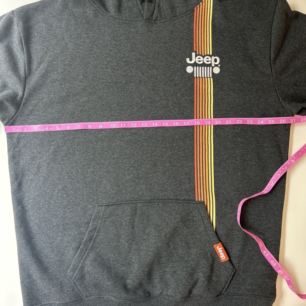 Jeep Charcoal Gray Pullover Hoodie with Orange Lined Hood and Stripe Accent - Picture 6 of 7